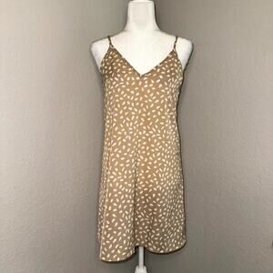 SHEIN Allover Print Cami Dress Women's XS Tan V-Neck Sleeveless Pullover Casual
